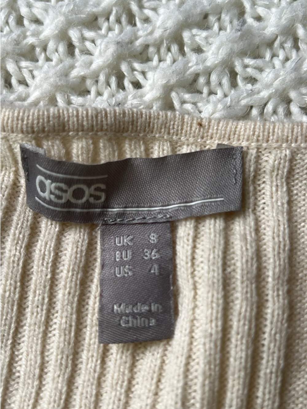 ASOS Ribbed Knit Top in Cream - Picture 2 of 4